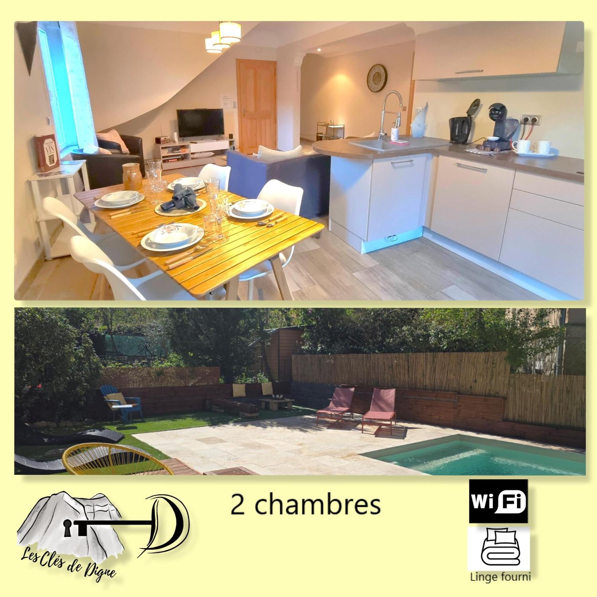 Charmant T3 Avec Piscine 디뉴레뱅 외부 사진